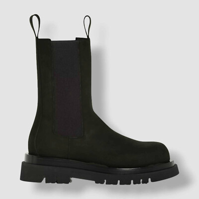 Bottega Veneta Men Brown Tire Tall Platform Chelsea Leather Boots