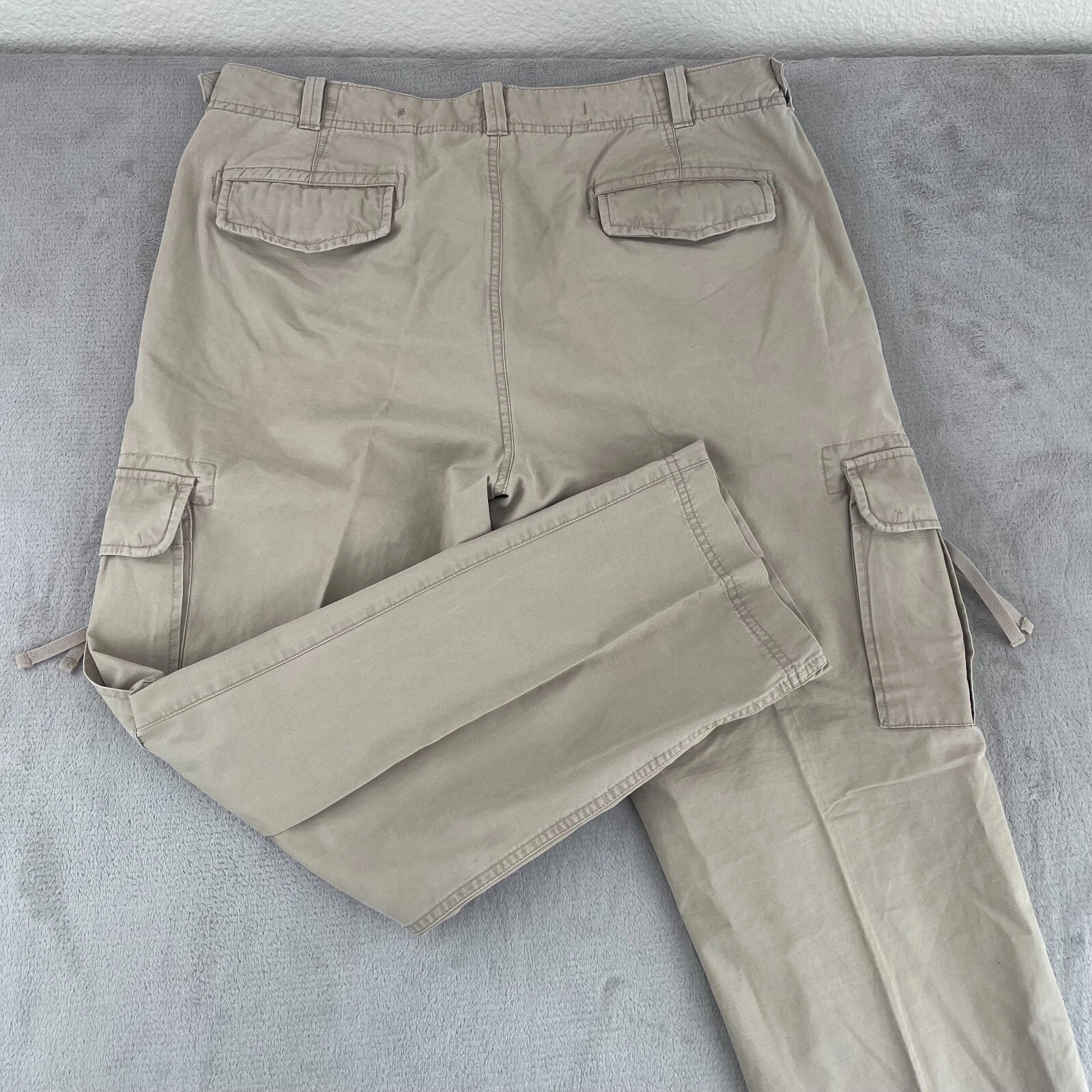 Brooks Brothers Cargo Pants Men 37x28 Beige Straight Fit Cinch Waist Outdoor