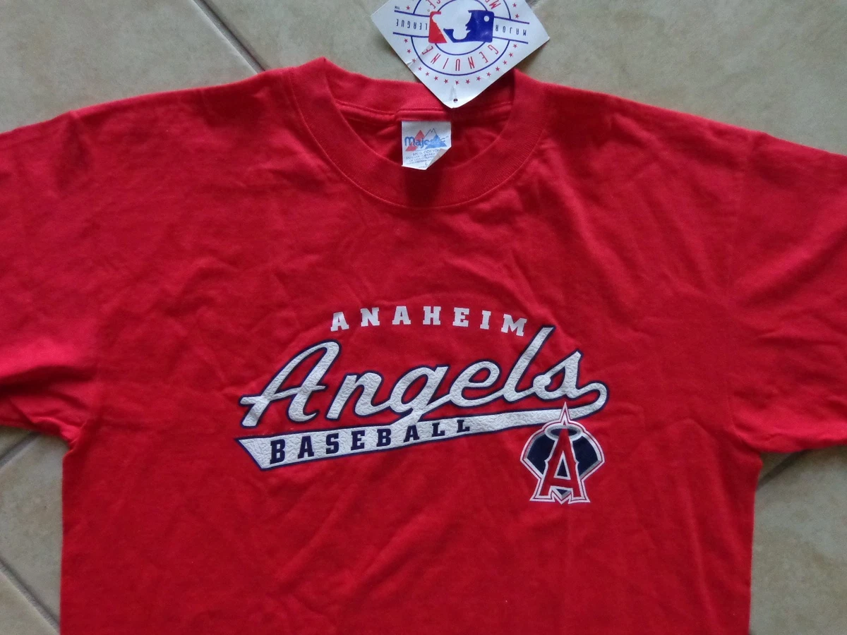 Anaheim Angels T Shirt Red Old School New Nice L by Majestic