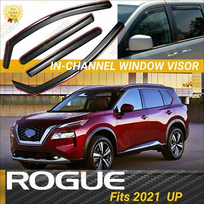 Fits Nissan Rogue 2021-2024 In-Channel Vent Window Visors Rain Guard Deflectors