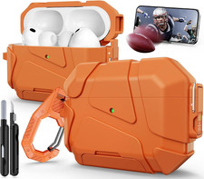 For Airpods Pro 3Rd Case with Secure Lock-Orange  with Phone Stand Design Compa