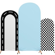 Fast Party Arch Backdrop Cover Set of 3 Racing Theme Arch Covers Spandex Stre...