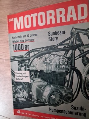 Geschenk 60. Geburtstag das Motorrad Zeitschrift 12. Februar 1966 sunbeam Story