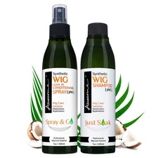 Awesome Synthetic Wig Shampoo and Leave in Conditioner Spray: Ph6, Premium Set o