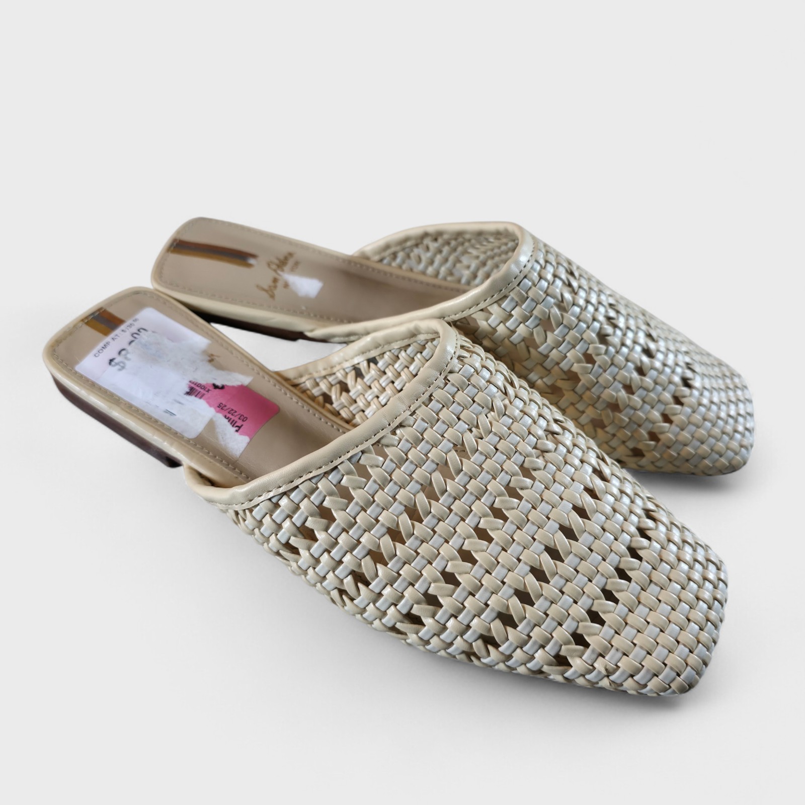 Sam Edelman Leona Mule Cream Ivory Basket Womens 5 Sandals Flats Beach Boho