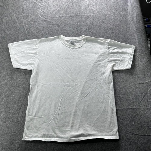 Vintage Anvil Shirt Mens L White Cotton Preshrunk Crew Neck Basic Jersey Blank