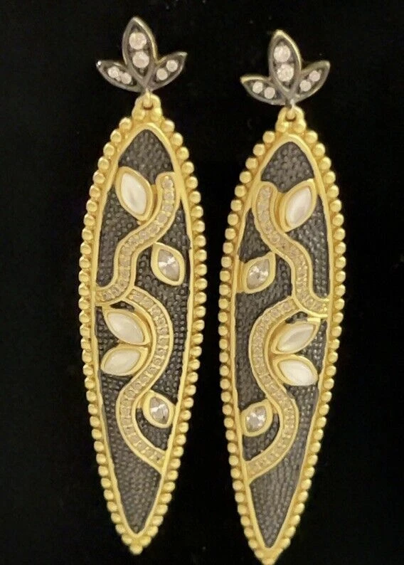 Серьги Freida Rothman 925 Fleur Leaflet MOP & CZ 14K и родиевое покрытие новые без ценников - Изображение 3 из 4