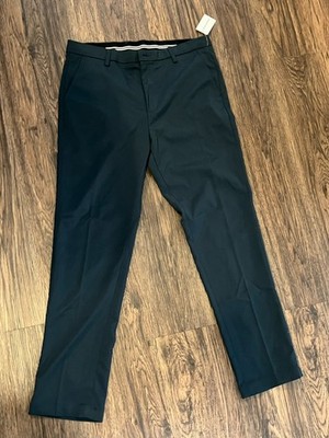 Amazon Essentials Men's Black Dress Pants 36W Slim Fit Tapered Pockets Zip