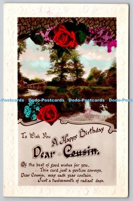 R816074 To Wish You a Happy Birthday Dear Cousin Pond Roses RP PM Southend on Se