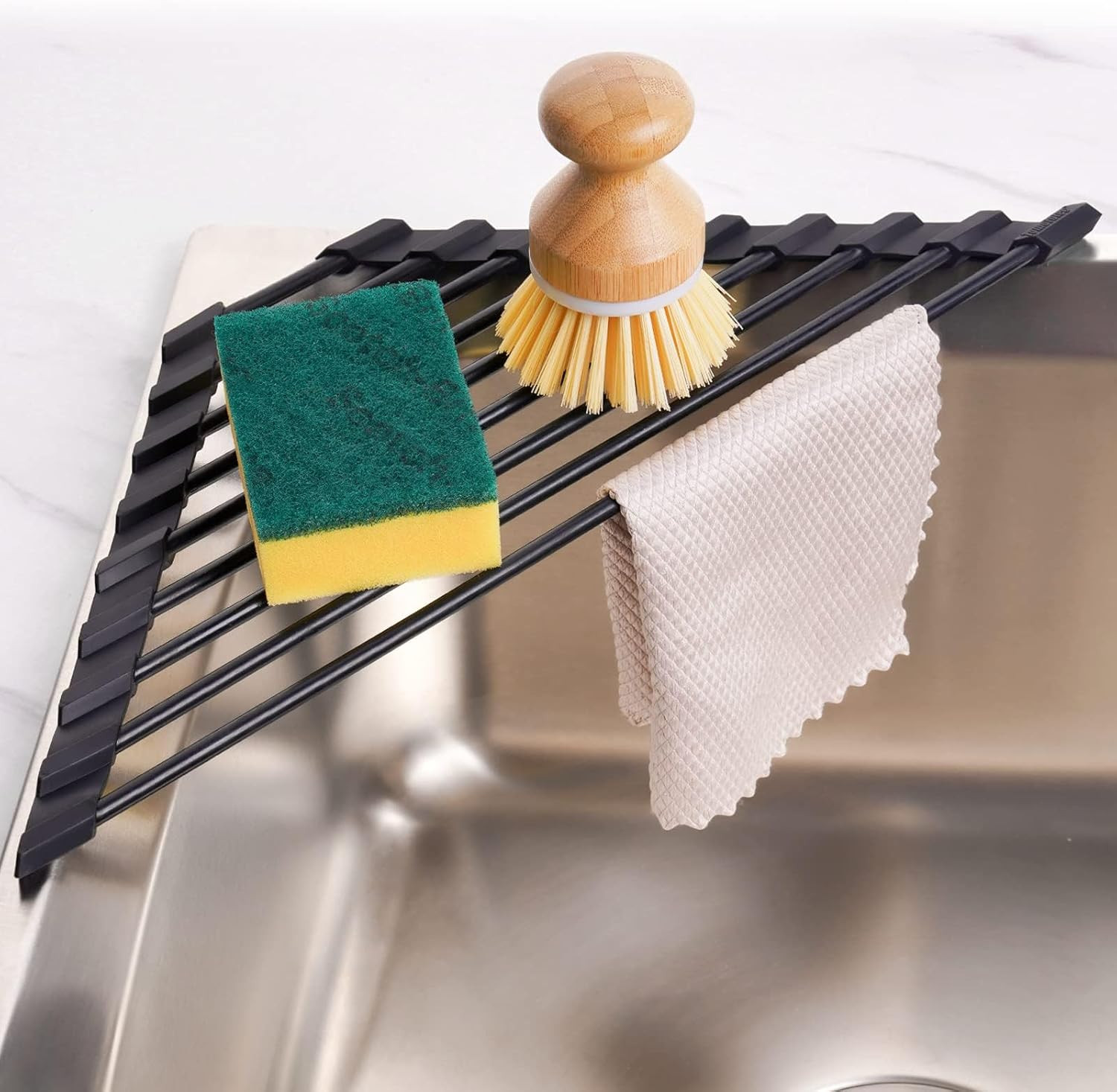 Scolapiatti Arrotolabile Triangolare in Silicone - Salvaspazio Cucina