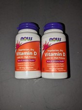Lot of 2 NOW Vitamin D Vegetarian Dry 1000IU High Potency Healthy  Teeth Muscle
