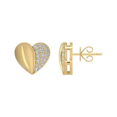 Herz-Ohrstecker 10 Karat Gelbgold 0,2 kt im Labor gezüchteter Diamant für Damen