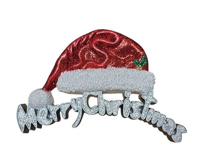 VINTAGE HÄNGENDE HARTPLASTIK 3D WEIHNACHTEN WANDBEHANG MERRY CHRISTMAS HUT 