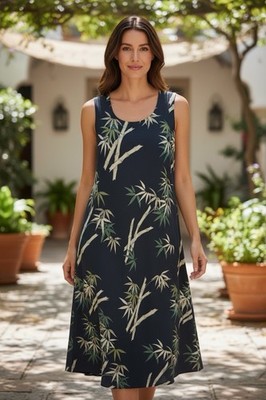 silk hawaiian dress Kimono Sleeve Hawaiian Dress  Black Hibiscus & Heliconia Floral with Rust Lining