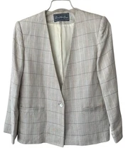 Derek Martin Designs Plaid Suit Set Size 10 Blazer And Skirt Cream Multi Color