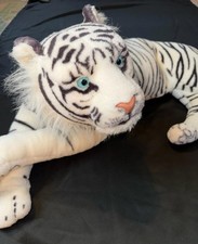 Vintage Kellytoys White Tiger Jumbo Plush Realistic Stuffed Animal Large