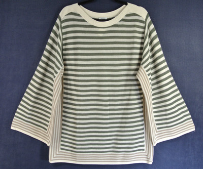 NEW, AKRIS PUNTO Striped Knit Bracelet-Sleeve Sweater sz 12 #S7674
