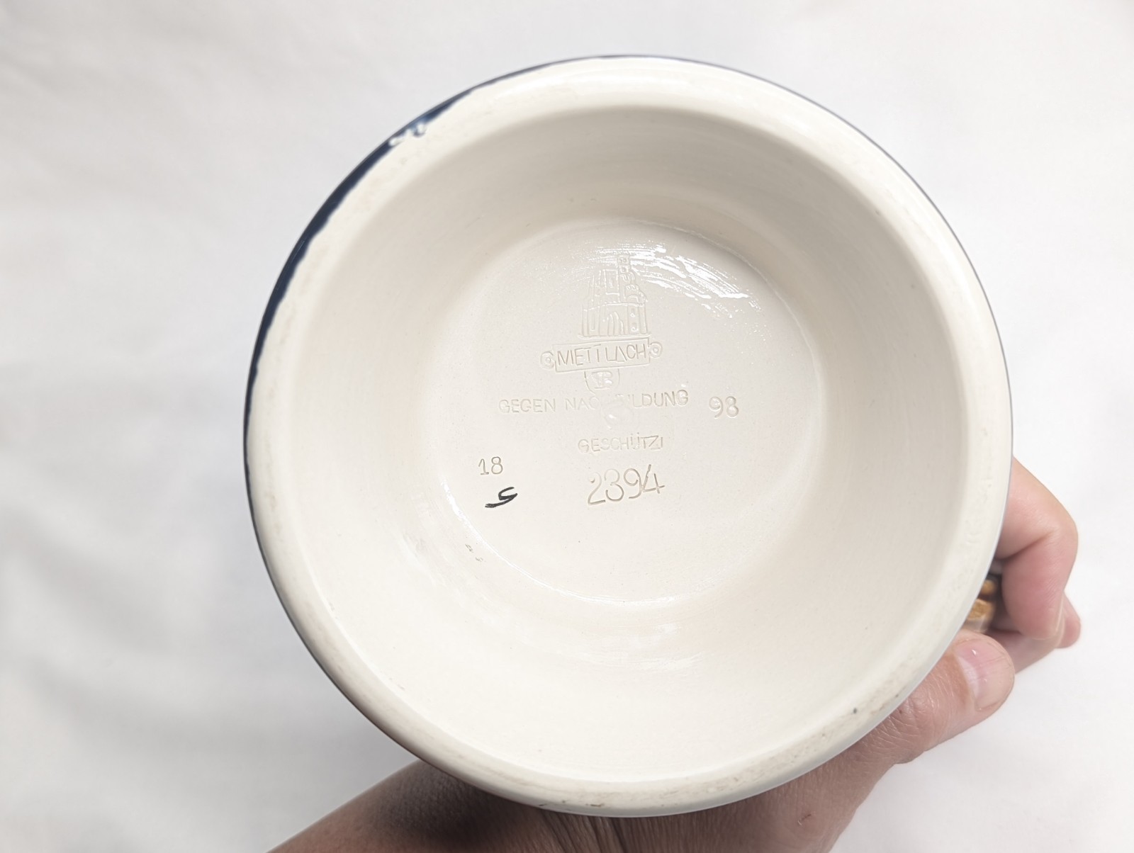 Mettlach Stein No. 2394. “Three Scenes from Siegfried's Youth" .5L, inlaid lid