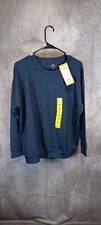Tuff Athletics Women's Small Blue Melange Long Sleeve Tencel Crewneck Pullover