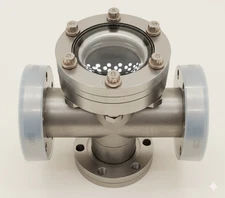 Conflat Flange (CF) 4-Way Cross, CF 2.75  @ Borosilicate Viewport ( 1.5 ) inch