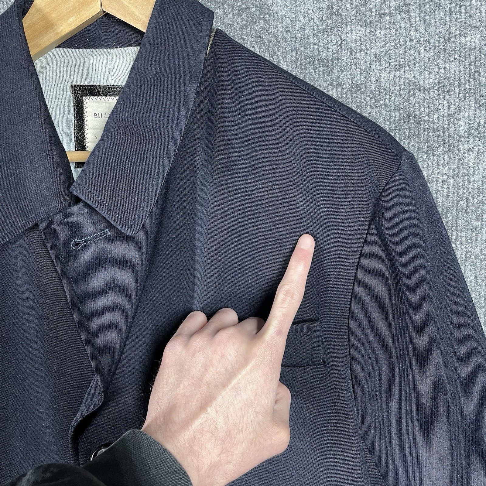 Billy Reid Wool Topcoat Mens Large Whipcord Gabardine Jacket Bond Black Italy image 4