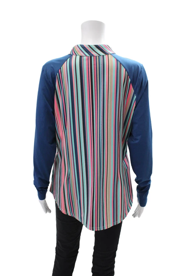 JoFit 女式抽象条纹印花长袖运动上衣多色 L 码 — 第 3/4 张图片