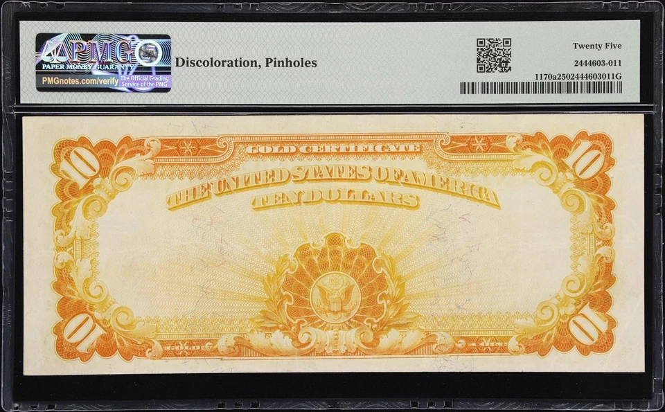 Fr. 1170a. 1907 $10 Gold Certificate. PMG Very Fine 25. - Image 2 of 2