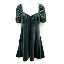 Urban Outfitters Cassandra Velvet Puff Sleeve Mini Dress Size M Fairy Milkmaid