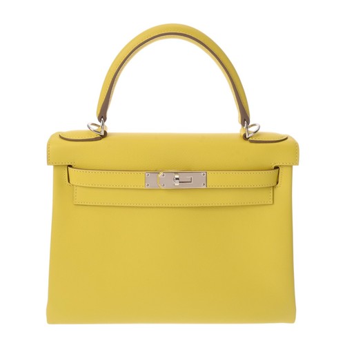 HERMES Kelly 28 internal sewing Evercolor lime Women Handbag UStamp (around ...