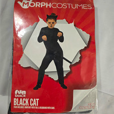 MorphCostumes Kids Black Cat Costume Jumpsuit w/ Tail Size M