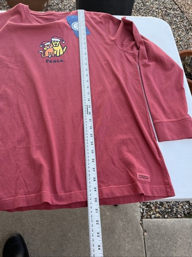 Life Is Good Vintage T-Shirt XL Red Cat Dog Christmas Peace long Sleeve mens - Picture 9 of 14