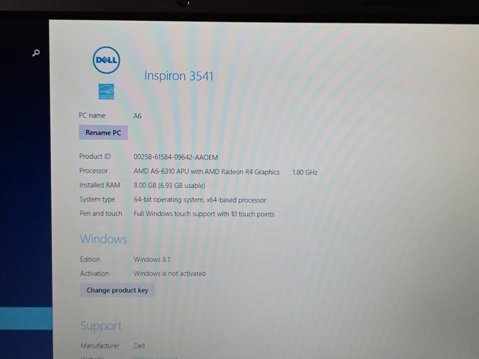 Dell Inspiron 15 3000 SERIES AMD A6 8GB RAM Win 8 | No Hdd No Pwr Supply - Image 2 of 4