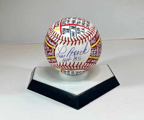 Lou Brock Signed ONL Baseball, VCBC SuperStats, Hand Painted, JSA, HOF