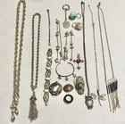 Small Lot of Vintage Costume Jewelry Necklaces Rings Locket Bracelets