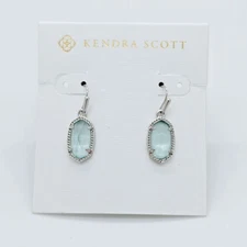 New Kendra Scott Lee Drop Earrings In Clear Light Blue Silver