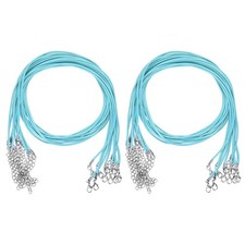20 Pack 24" Waxed Necklace Cord, 2mm Bracelet Cord with Lobster Clasp Lake Blue 