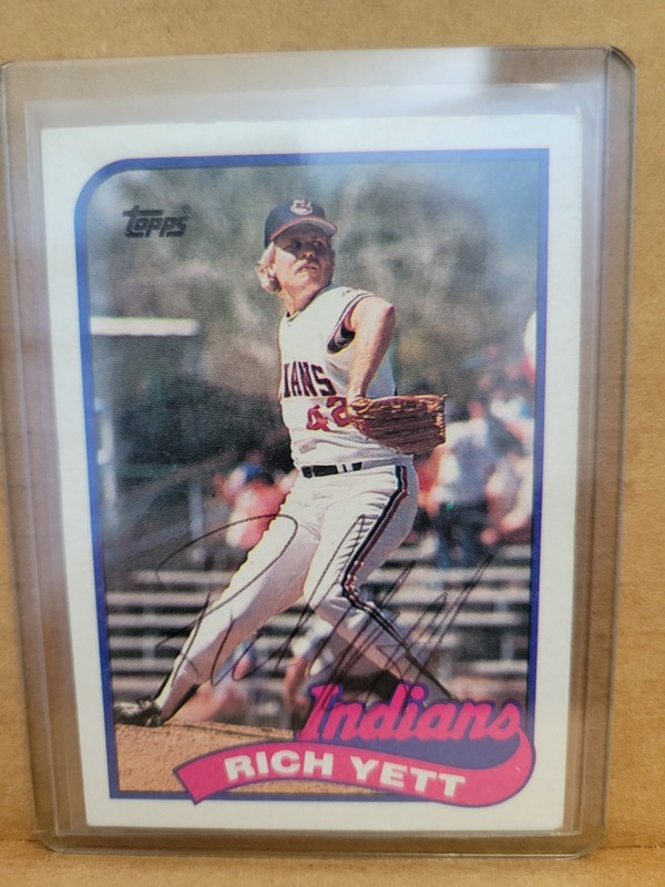 RICH YETT 1989 Topps # 363 Autographed Signed card INDIANS 89  AUTO O/C