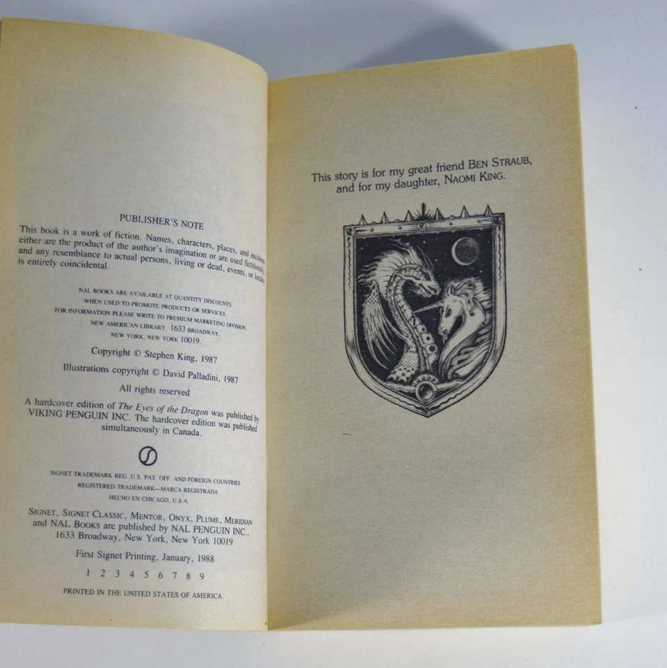 The Eyes of the Dragon by Stephen King – 1988 1st Printing Signet Paperback Foto 2 de 4