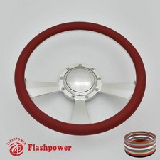 15.5 Billet Steering Wheel Red Half Wrap Gmc Chevy Ford Mopar Gto