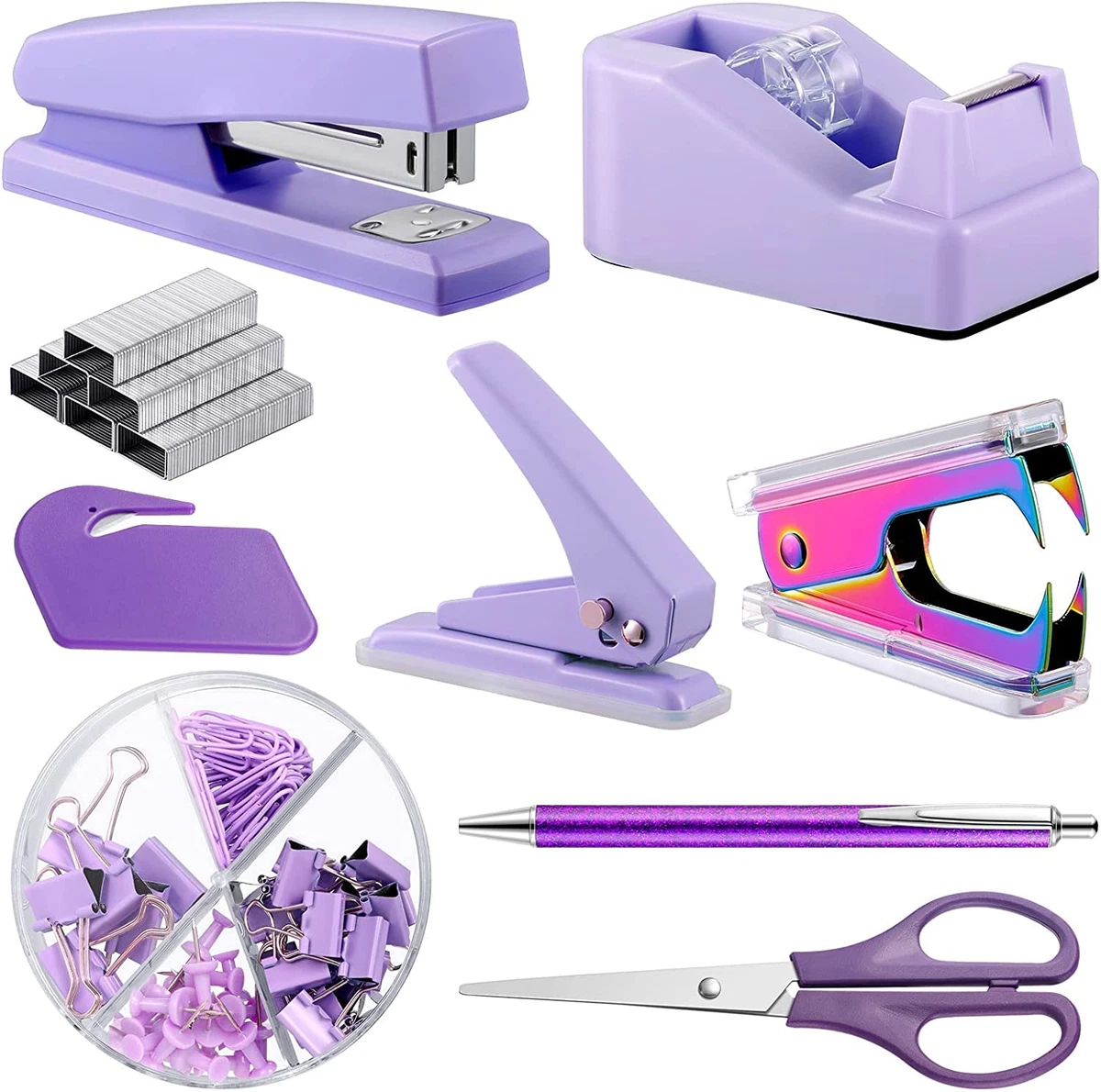 Office Supplies Set Desk Accessory Kit with Stapler Tape Dispenser Staple  Remove