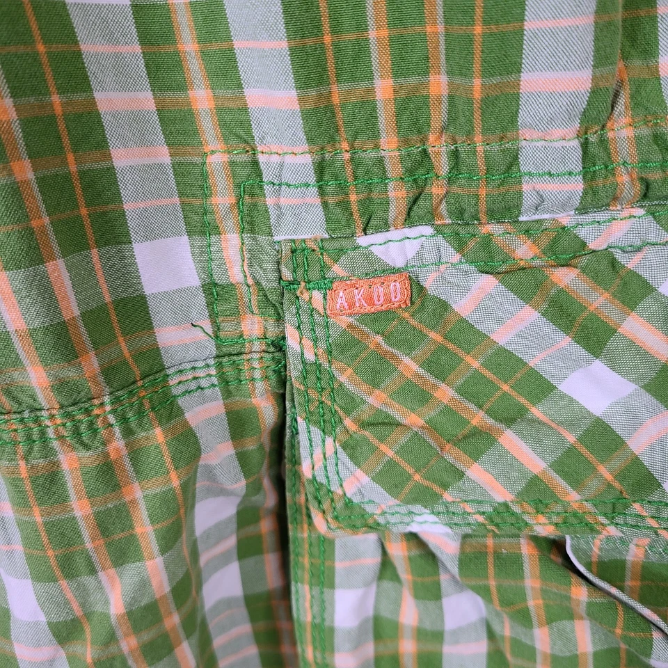 Pantalones Cortos Akoo De Colección Para Hombres 42 Verde Naranja Cuadros Carga Y2K Sueltos Hip Hop Algodón Foto 2 de 4