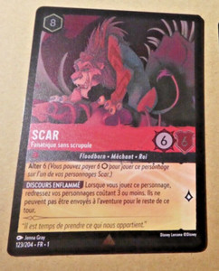 Lorcana Chapitre 1 Card Rare Disney Carte Foil Scar 123/204 Fr Mint