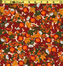 SCARECROW FALL LEAVES AUTUMN PUMPKINS Fabric 100 Cotton By the Full Yard