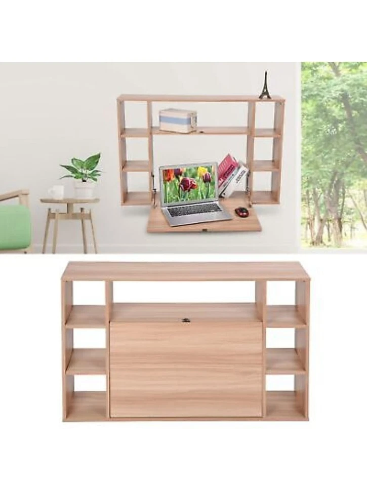 Computer Table-Wall-Mounted Computer Table Folding Computer Desk Storage... - Image 2 of 4