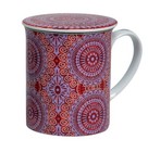 Sonji rot Teetasse mit Sieb und Deckel Porzellan