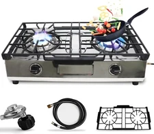Double Burner Stove -  Propane Portable Cooktop for Outdoor Cooking & Camping
