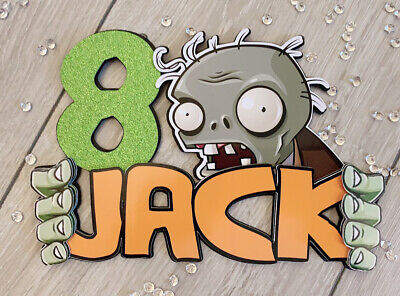 Plants vs Zombies Themed Cake Toppers Personalised With Name & Age