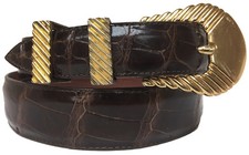 Kids Boys Brown Genuine Smooth Shiny Alligator Belt Dress Western Fancy Size 30