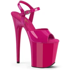 PLEASER FLAMINGO-809 Women's Pink 8" Heel Platform Ankle Strap Sandal Shoes
