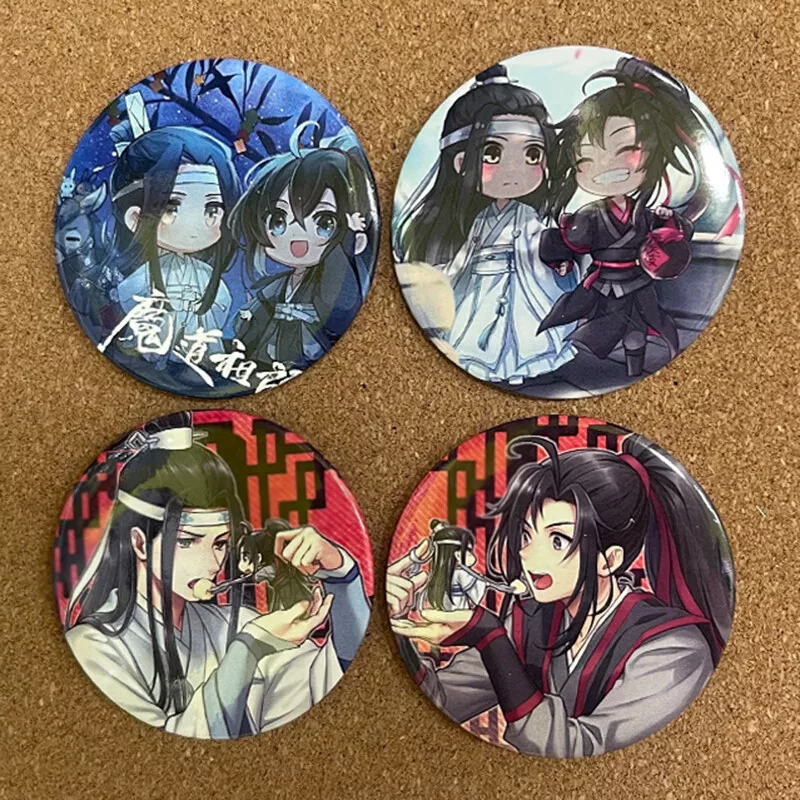 4pcs Anime MDZS Mo Dao Zu Shi Wei Wuxian Lan Wangji Badge Bajji Pin